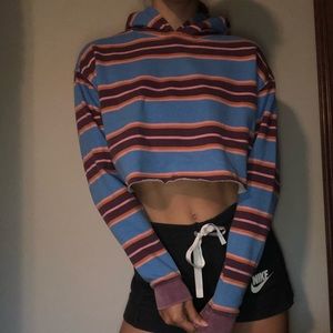 Urban Outfitters Cropped Striped Hoodie